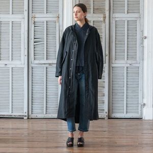Nomia Black Crinkle Nylon Long Parka